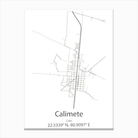 Calimete,Cuba Minimalist Map Canvas Print