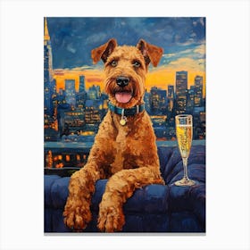 Classy Airedale At The Bar 15 Canvas Print