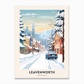Vintage Winter Travel Poster Leavenworth Washington 1 Canvas Print