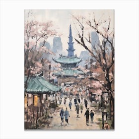 Winter City Park Painting Ueno Park Tokyo 4 Canvas Print