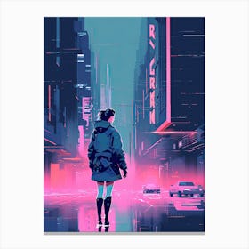 Neon City, pink art Canvas Print