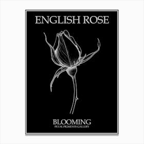 English Rose Blooming Line Drawing 2 Poster Inverted Canvas Print