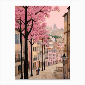 Porto Portugal 4 Vintage Pink Travel Illustration Canvas Print