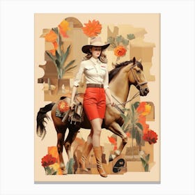 Collage Of Cowgirl Cactus 6 Canvas Print