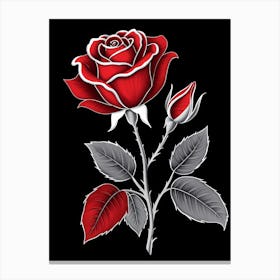 Red Rose On Black Background 2 Canvas Print