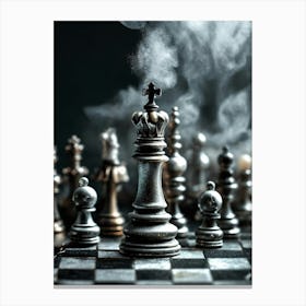 Chess Pieces With Smoke 1 Canvas Print