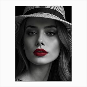 Beautiful Woman In A Hat 1 Canvas Print