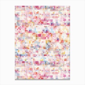 Pixel Pink Embroidery Mosaic Canvas Print
