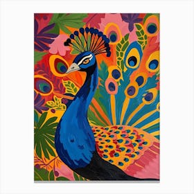 Tropical Peacock Paint Pattern Canvas Print