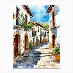 Watercolor Street In Spain 2 Canvas Print