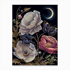 Anemone moon and moth Canvas Print