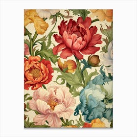 Peonies Seamless Pattern Canvas Print