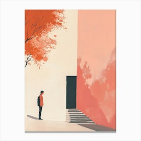 Man In Front Of A Door Canvas Print