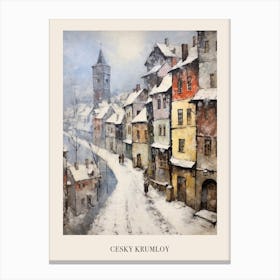 Vintage Winter Painting Poster Cesky Krumloy Czech Republic Canvas Print