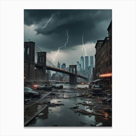 Lightning Over New York City Canvas Print