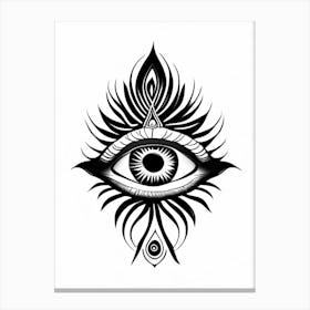 Chakra, Symbol, Third Eye Simple Black & White Illustration 6 Canvas Print