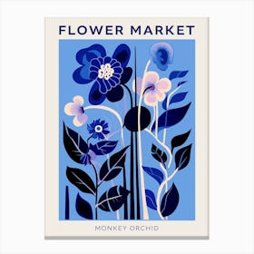 Blue Flower Market Poster Monkey Orchid 2 Canvas Print