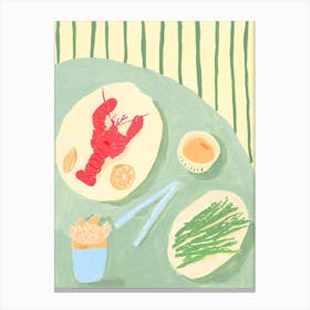 Lobster, Asparagus, and Fries Canvas Print