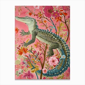 Floral Animal Painting Alligator 1 Canvas Print