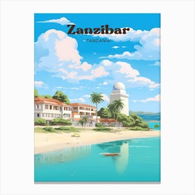 Zanzibar Tanzania Summer Travel Illustration Canvas Print