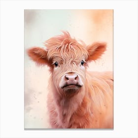 White Cloudy Baby Highland Cow Canvas Print