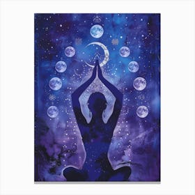 Yoga With The Moon Canvas Print