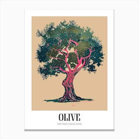 Olive Tree Colourful Illustration 4 Poster Canvas Print