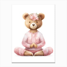 Yoga Teddy Bear Painting Watercolour 2 Canvas Print