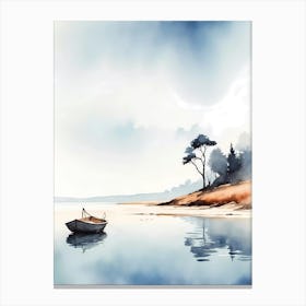 Watercolor Of A Boat On The Shore Canvas Print