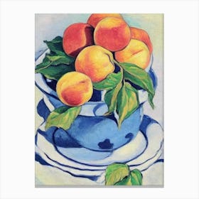 Peach Vintage Sketch Fruit Canvas Print