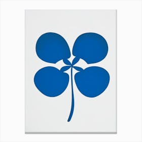 Four Leaf Clover Symbol Blue And White Line Drawing Canvas Print
