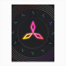 Neon Geometric Glyph in Pink and Yellow Circle Array on Black n.0057 Canvas Print