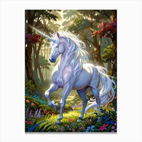 Unicorn In The Forest 16 Canvas Print