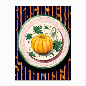 A Plate Of Pumpkins, Autumn Food Illustration Top View 33 Canvas Print