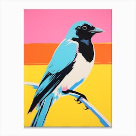 Andy Warhol Style Bird Magpie 4 Canvas Print