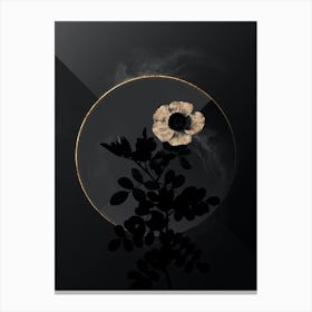 Shadowy Vintage Macartney Rose Botanical in Black and Gold Canvas Print