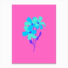 Blue Flowers On Pink Background #wallart #printable Canvas Print