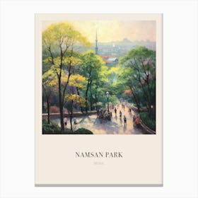 Namsan Park Seoul South Korea 4 Vintage Cezanne Inspired Poster Canvas Print