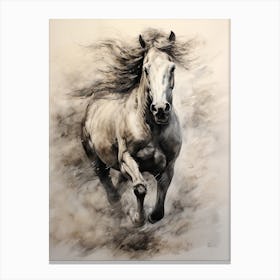 A Horse Painting In The Style Of Dry Brushing 4 Canvas Print