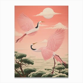 Vintage Japanese Inspired Bird Print Crane 3 Canvas Print