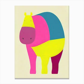 Bold Hippopotamus Retro Canvas Print