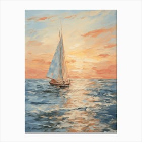 Sailboat At Sunset Canvas Print