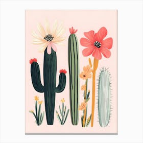 Cactus And Flowers Canvas Print