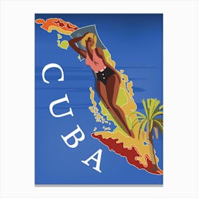 Cuba, Big woman Sunbathing on the Island Canvas Print