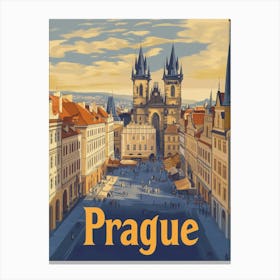 Aihrgdesign A Classic 1960s Travel Poster For Prague 1 Canvas Print