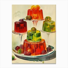 Fruity Jelly Retro Cookbook Illustration Inspired 2 Canvas Print