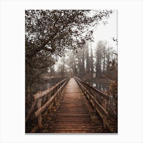 Wooden Bridge Over Pond Canvas Print