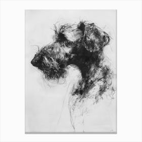 Bedlington Terrier Dog Charcoal Line 3 Canvas Print
