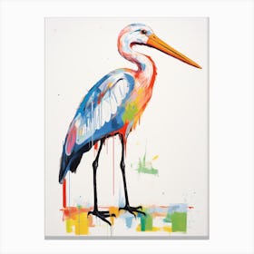 Colourful Bird Painting Stork 4 Canvas Print