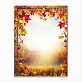 Bright Autumn Frame Encapsulating A Scene Of Seasonal Foliage Branches Laden With Various Hues Of R (5) Canvas Print